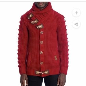 LCR Black Edition Cardigan Sweater jacket Heavy Knit size L cable knit holidays